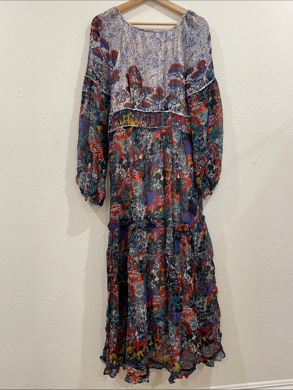 Anthropologie Maeve Annabella Floral Paisley Boho Colorful Maxi Dress 10 Boho - Picture 14 of 16